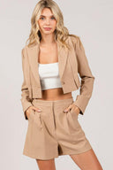 Twill Cropped Single Button Blazer-Blazers-Rae Collective, Women's Online Fashion Boutique Located in Phoenix, Arizona (Scottsdale Area)