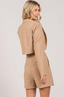 Twill Cropped Single Button Blazer-Blazers-Rae Collective, Women's Online Fashion Boutique Located in Phoenix, Arizona (Scottsdale Area)