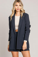 Twill Flap Pocket Long Blazer-Blazers-Rae Collective, Women's Online Fashion Boutique Located in Phoenix, Arizona (Scottsdale Area)
