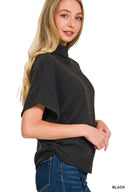 Mock Neck Shirred Sweater-Sweaters-Rae Collective, Women's Online Fashion Boutique Located in Phoenix, Arizona (Scottsdale Area)