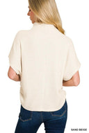 Mock Neck Shirred Sweater-Sweaters-Rae Collective, Women's Online Fashion Boutique Located in Phoenix, Arizona (Scottsdale Area)