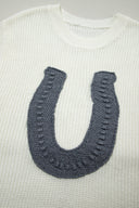 Lucky Charm Crochet Horseshoe Sweater Top