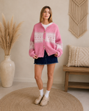 LE LIS Cotton Candy Fair Isle Cardigan
