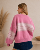 LE LIS Cotton Candy Fair Isle Cardigan
