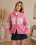 LE LIS Cotton Candy Fair Isle Cardigan