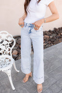 KANCAN Crater Cropped Wide Leg Jeans