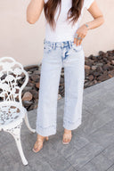 KANCAN Crater Cropped Wide Leg Jeans