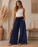 Lace Trim Coastal Wide Leg Pants