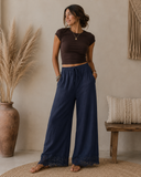 Lace Trim Coastal Wide Leg Pants