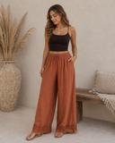 Lace Trim Coastal Wide Leg Pants