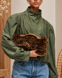 Leo Faux-Fur Crossbody Clutch
