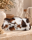 Leo Plush Cow Print Faux-Fur Crossbody Bag
