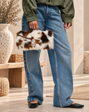 Leo Plush Cow Print Faux-Fur Crossbody Bag