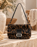 Leopard Faux-Fur Flap Crossbody Bag