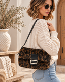 Leopard Faux-Fur Flap Crossbody Bag
