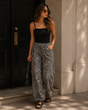 Leopard Print High Waist Barrel Jeans