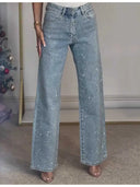 Bling Babe High Rise Rhinestone Denim Jeans | S-3X