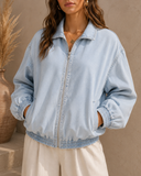 Light Wash Denim Zip Jacket