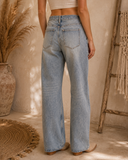 Light Washed Straight Leg Denim Pants