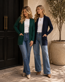 Long Sleeve Rib Banded Open Sweater Cardigan