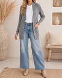 Long Sleeve Rib Banded Open Sweater Cardigan