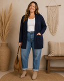 Long Sleeve Rib Banded Open Sweater Cardigan