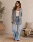 Long Sleeve Rib Banded Open Sweater Cardigan
