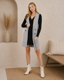 Long Sleeveless Notched Collar Sweater Vest