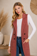 Long Sleeveless Notched Collar Sweater Vest