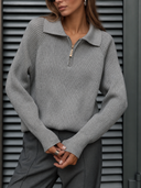 Sloane Avenue Ribbed Half-Zip Collared Sweater