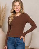 Luxe Ribbed Long Sleeve Crew Sweater
