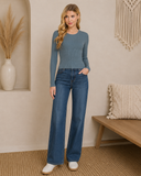 Luxe Ribbed Long Sleeve Crew Sweater