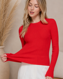 Luxe Ribbed Long Sleeve Crew Sweater