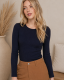 Luxe Ribbed Long Sleeve Crew Sweater
