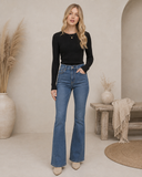 Luxe Ribbed Long Sleeve Crew Sweater