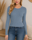 Luxe Ribbed Long Sleeve Crew Sweater