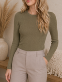 Luxe Ribbed Long Sleeve Crew Sweater