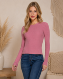 Luxe Ribbed Long Sleeve Crew Sweater