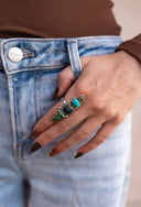 Elite Baddie Wild Terrain Azurite, Kingman and Peridot Sterling Silver Gemstone Ring