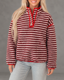 Marlowe Fuzzy Striped Button Pullover