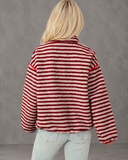 Marlowe Fuzzy Striped Button Pullover
