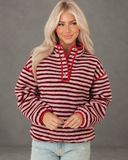 Marlowe Fuzzy Striped Button Pullover