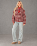Marlowe Fuzzy Striped Button Pullover