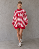 Merry & Bright Varsity Stripe Oversized Sweatshirt