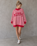 Merry & Bright Varsity Stripe Oversized Sweatshirt