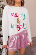 Merry & Bright Tinsel Christmas Sweater-Sweaters-Krush Kandy, Women's Online Fashion Boutique Located in Phoenix, Arizona (Scottsdale Area)