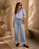 Mid Rise Crop Wide Leg Jeans