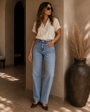 Mid Rise True Straight Jeans