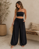 Midnight Breeze Cotton Wide Leg Pants