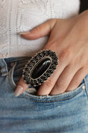 Midnight Onyx Halo Statement Ring S.No 14 - NATIVE AMERICAN MADE